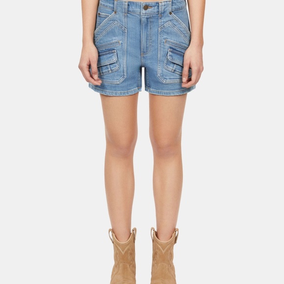 The Kooples Light Blue Denim Shorts - Picture 3 of 9